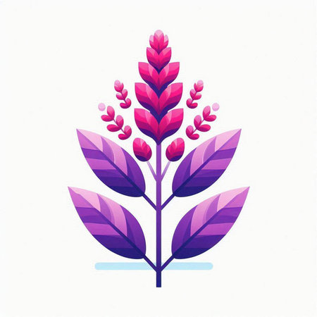 Illustration of pink and purple leaves on white background. Vector illustration.の写真素材