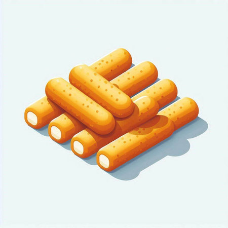 Fried sausages on a light background. Vector illustration.