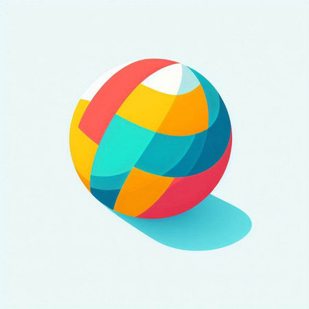 Illustration of colorful beach ball on white background. Vector illustration.の写真素材