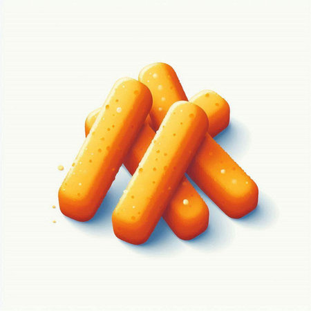 Illustration of a group of cheese sticks isolated on a white backgroundの写真素材