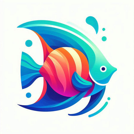 Colorful abstract fish on white background. Vector illustration for your designの写真素材
