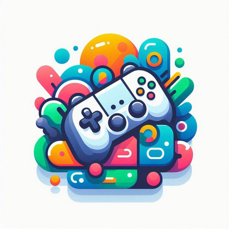 Joystick icon. Colorful gamepad logo. Vector illustration.