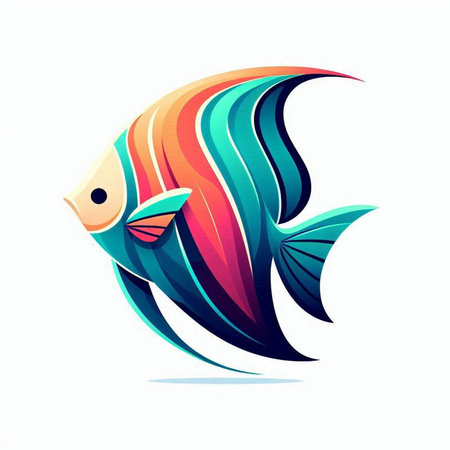 Colorful abstract fish on a white background. Vector design element.