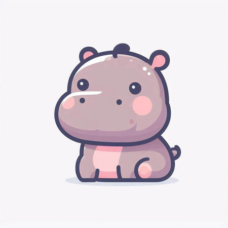 Cute hippopotamus. Colorful vector illustration in cartoon style