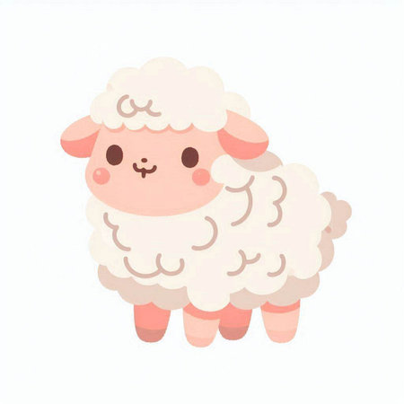 Cute cartoon sheep isolated on white background. Vector illustration for your designの写真素材