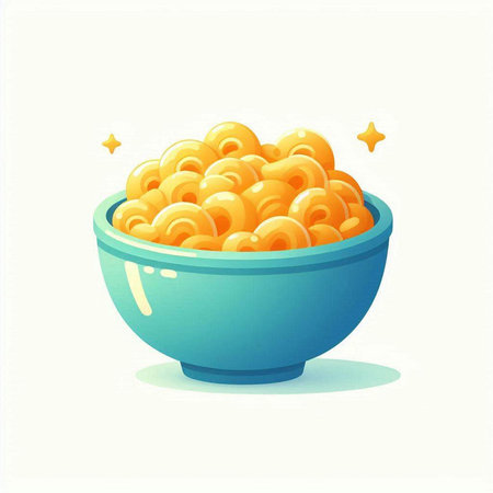 Illustration of a bowl of macaroni with stars on a white backgroundの写真素材