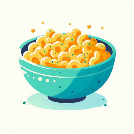 Illustration of macaroni in a bowl. Vector illustration.