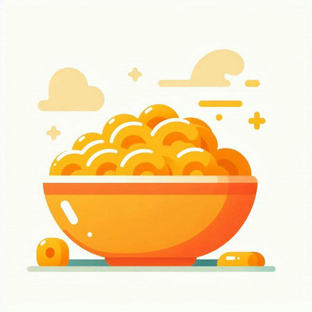Illustration of a bowl of macaroni. Vector illustration.