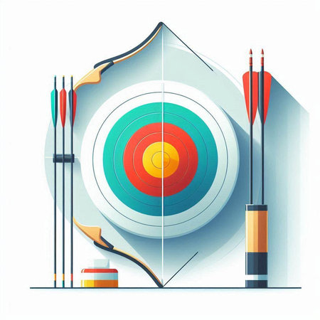 Archery target with arrows. Vector illustration in a flat style.の写真素材
