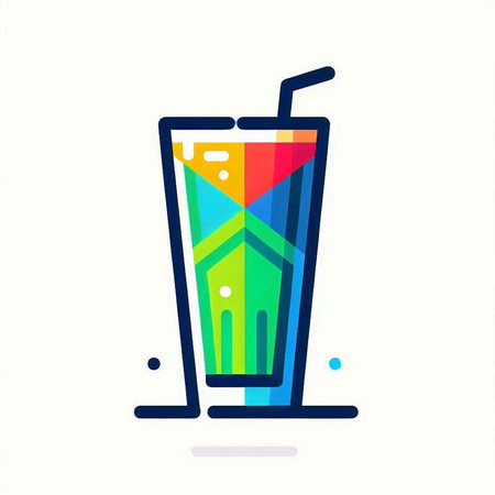 Cocktail icon. Vector illustration of a glass with a drink.の写真素材