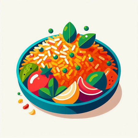 Vegetable salad in a bowl. Vector illustration in flat style.