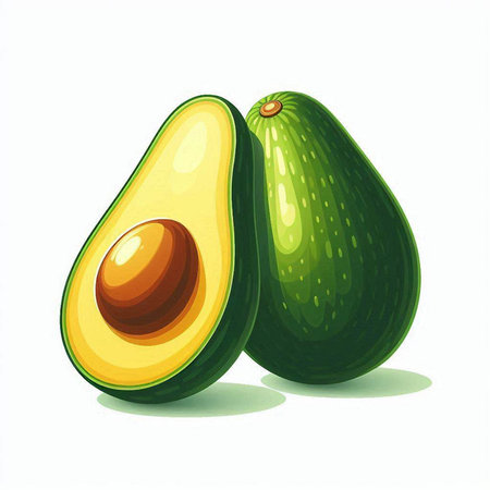 Avocado fruit isolated on a white background. Vector illustration. Eps 10.