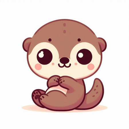 Cute little beaver. Funny cartoon character. Vector illustration.の写真素材