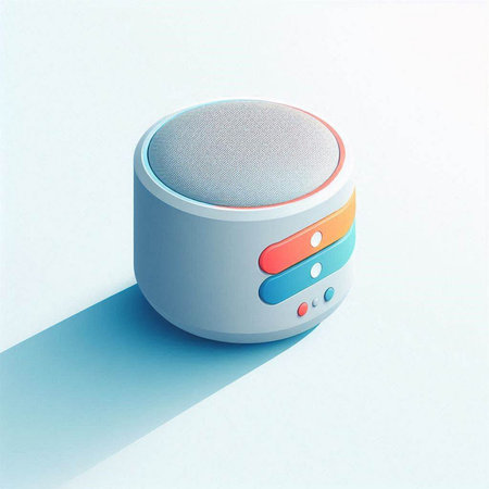 Illustration of a wireless speaker with shadow on a white background.