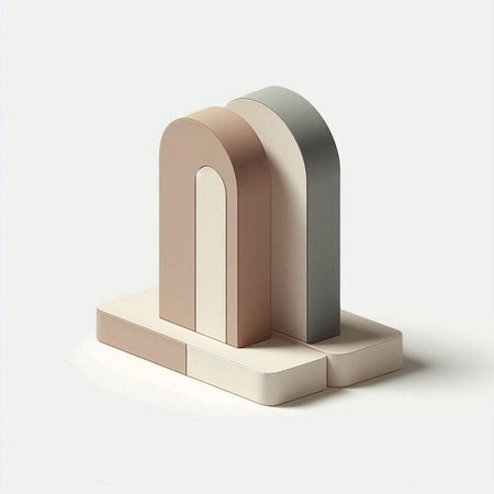 3d render of the letter N in beige and grey colors