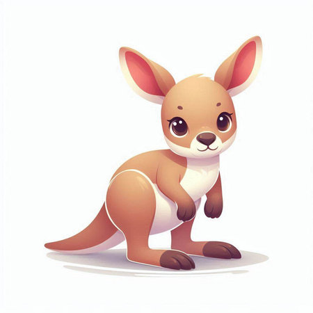 Kangaroo isolated on white background. Cartoon style vector illustration.の写真素材