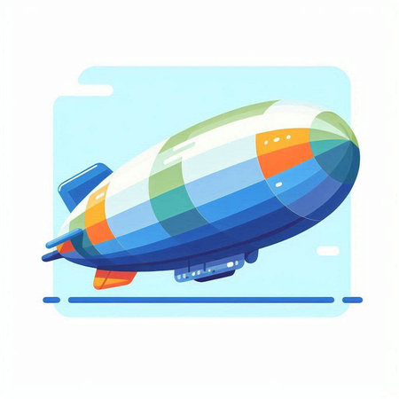 Illustration of a colorful dirigible on a white background - vector