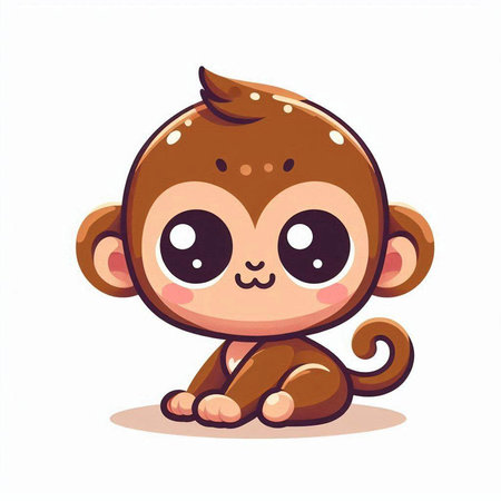 Cute cartoon monkey. Vector illustration isolated on a white background.の写真素材