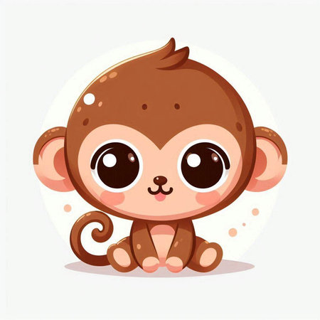 Cute cartoon monkey. Vector illustration isolated on a white background.