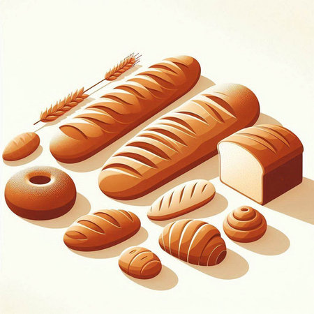 Bread and bakery products, 3d render, vector illustration.の写真素材