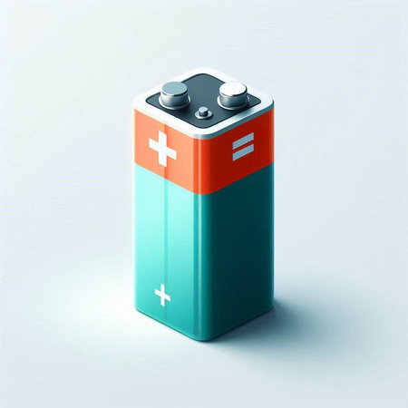 battery on a white background, 3d render, digital illustration