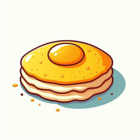Illustration of a stack of pancakes with honey on a white backgroundの写真素材