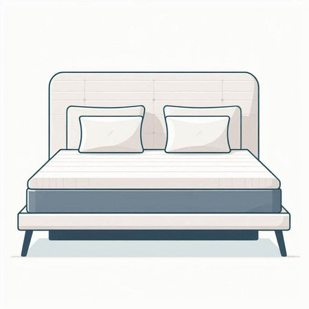 Illustration of a single bed on a white background, vector illustrationの写真素材