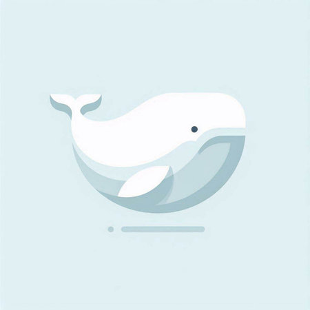 Cute cartoon whale on a blue background. Vector illustration. Eps 10の写真素材
