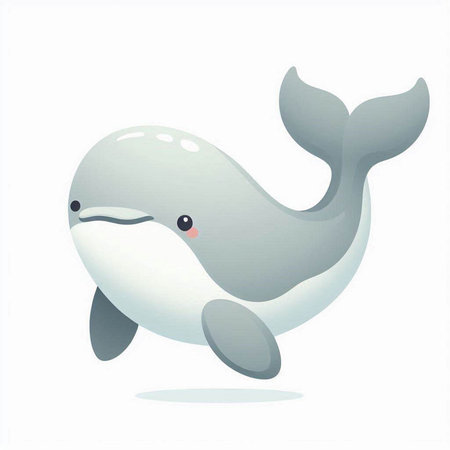 Cute cartoon whale isolated on a white background. Vector illustration.の写真素材