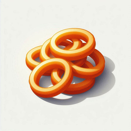 3d orange rings on a white background. 3d illustration.の写真素材