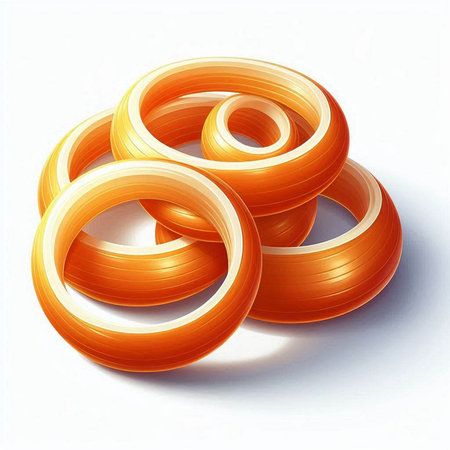 Orange rubber rings on a white background. 3d rendering, 3d illustration.