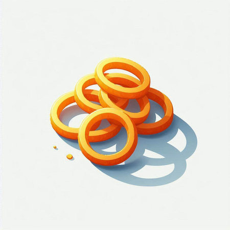 3d orange rings on a white background. 3d illustration.の写真素材