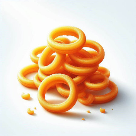 Realistic Detailed 3d Render of Pasta Rings on White Background