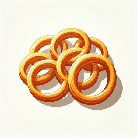 Illustration of a set of golden rings on a white background.