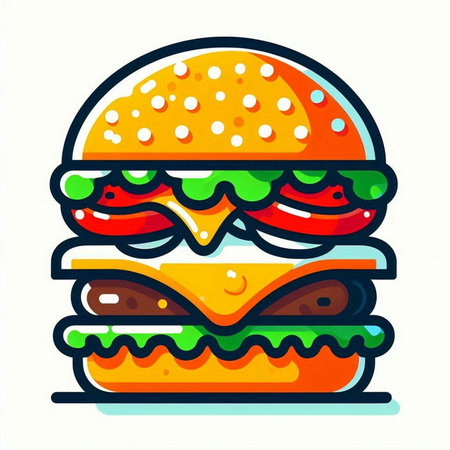 Hamburger icon, fast food. Vector illustration in cartoon styleの写真素材