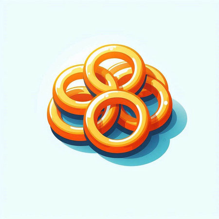 3d orange rings on blue background. Vector illustration. Eps 10の写真素材