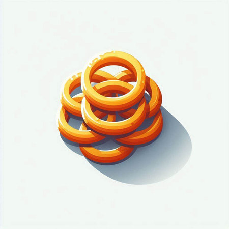 Vector illustration of orange rings on a white background. 3d icon.の写真素材