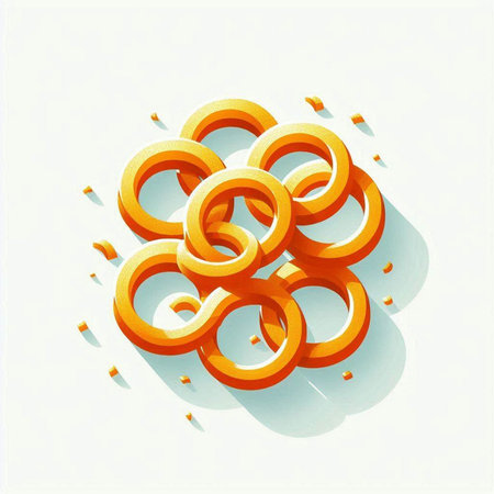 Abstract 3d orange rings on a white background. Vector illustration.の写真素材