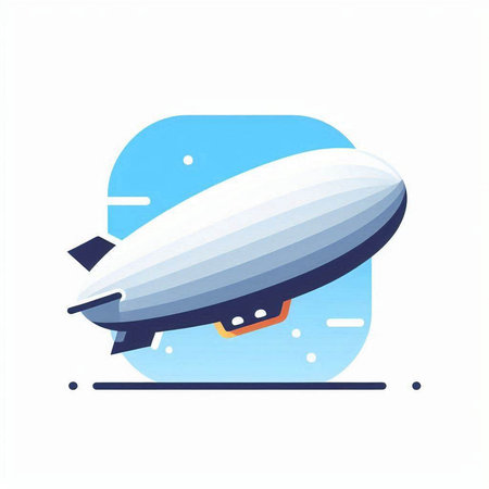 Airship icon. Vector illustration in flat style. Isolated on white background.の写真素材