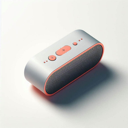 Wireless speaker on a white background. 3d rendering. Computer digital drawing.