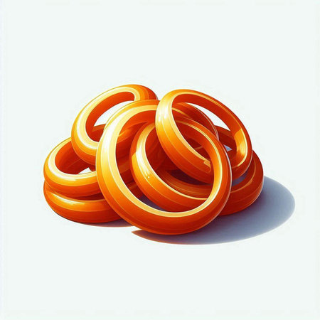 Two orange rings on a white background, 3d illustration, vector