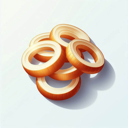 Illustration of a group of orange rings on a white background.の写真素材