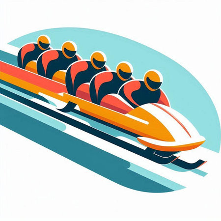 Bobsledding in the winter. Vector illustration of bobsledding.