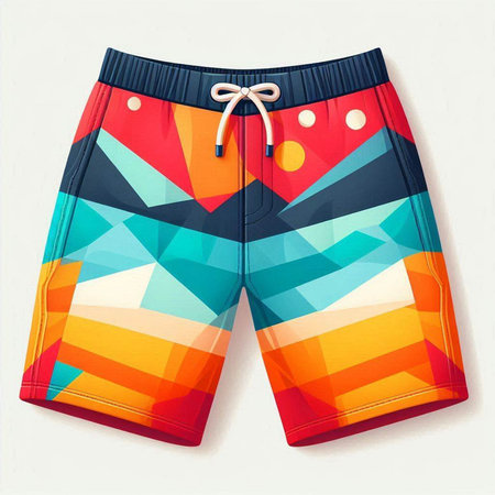 Colorful swimming trunks on a white background. Vector illustration.