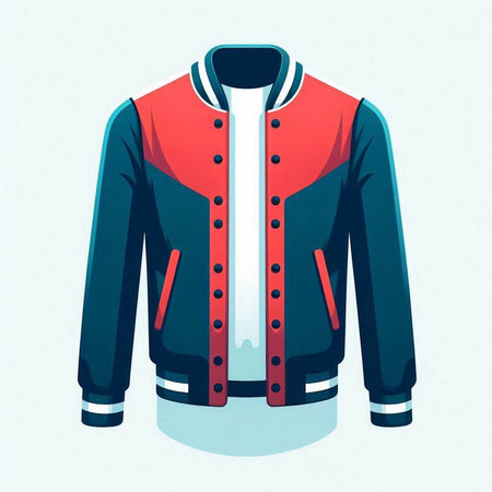 Vector illustration of a men's jacket in retro style. Front view.