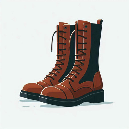 Vector illustration of a pair of brown boots on a white background.