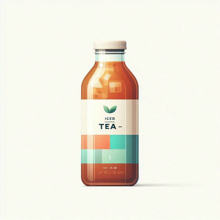 Vector illustration of a bottle of kombucha on a white background.
