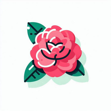 Camellia flower icon on white background. Vector illustration.の写真素材