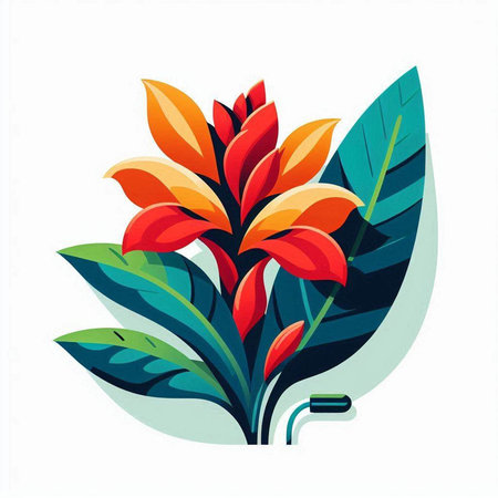 Vector illustration of tropical flower in flat style on a white background.