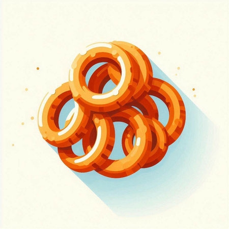 Illustration of a set of donuts on a white background.の写真素材